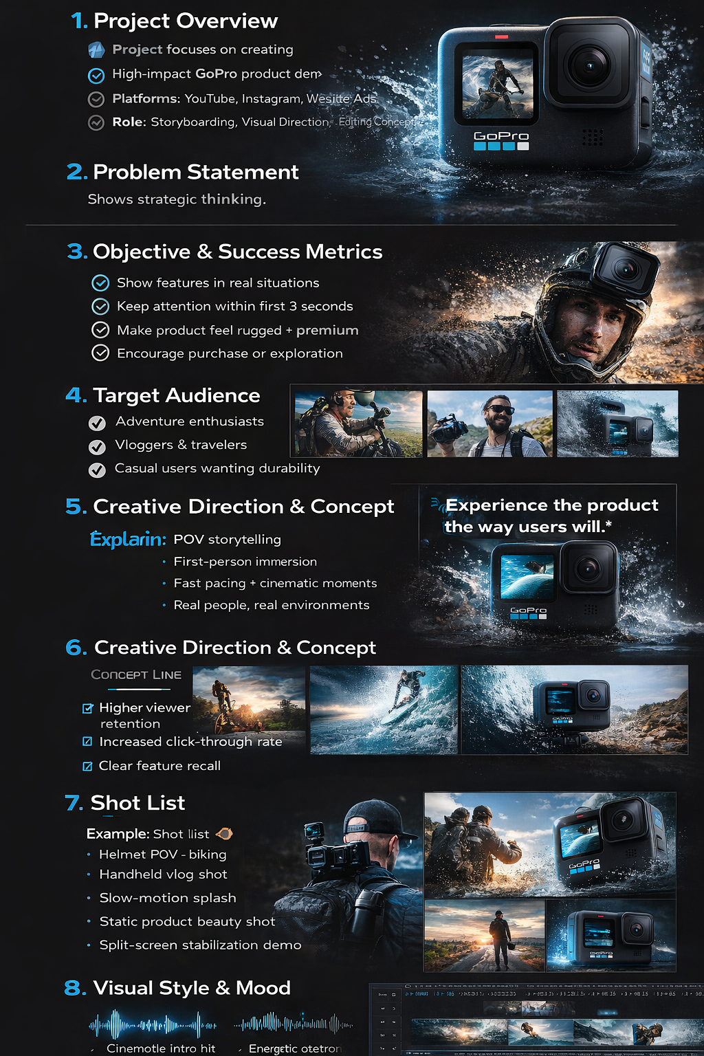 GoPro demo page wireframe feature layout