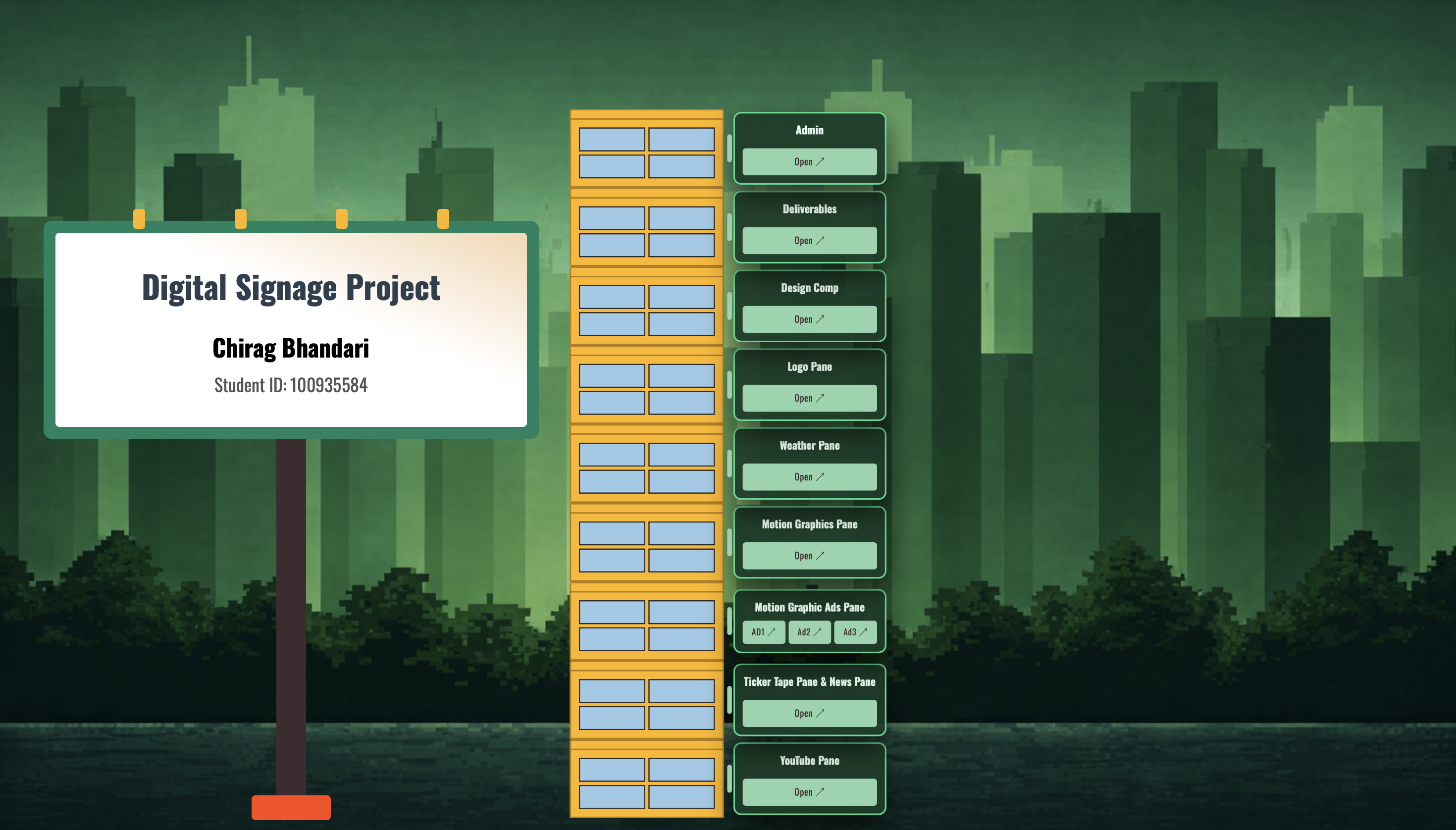 Digital signage jump site interface